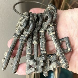Cast Iron Seven-Piece keys heavy & large skeleton keys (all different)